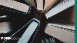 Academic books arranged in a circle.